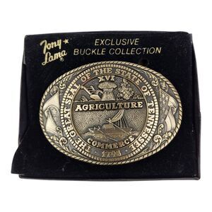 Tony Lama Great Seal Of The State Of Tennessee Solid Brass Belt Buckle